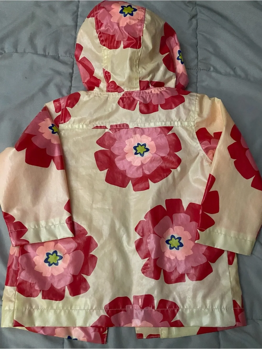 Old Navy Floral Hooded Raincoat - Pink, Cream & Red